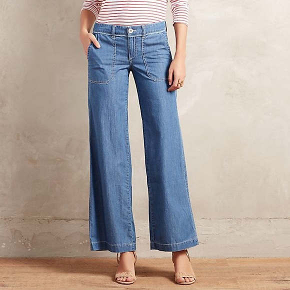 Pilcro and the Letterpress Denim - Pilcro | Women’s Wide Leg Chambray Jeans